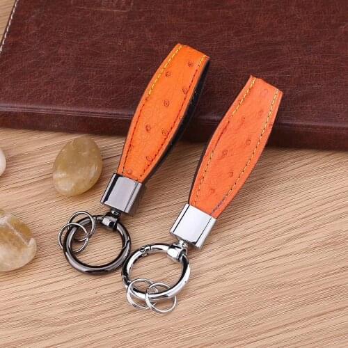 New Fashion Genuine Ostrich Leather Keychain Pocket For Car Keys Clip Ring Women Key Holder Organizer Top Quality Keychain Pubg