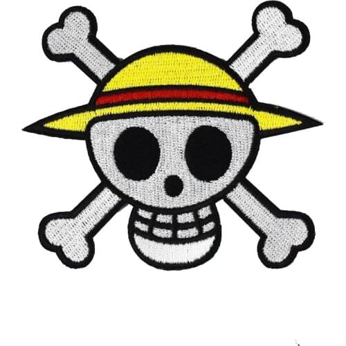 ONE Cartoon Skull PIECE Embroidery Patches Fabric sticker Garment Accessories Applique patches iron on sew for clothing Jacket