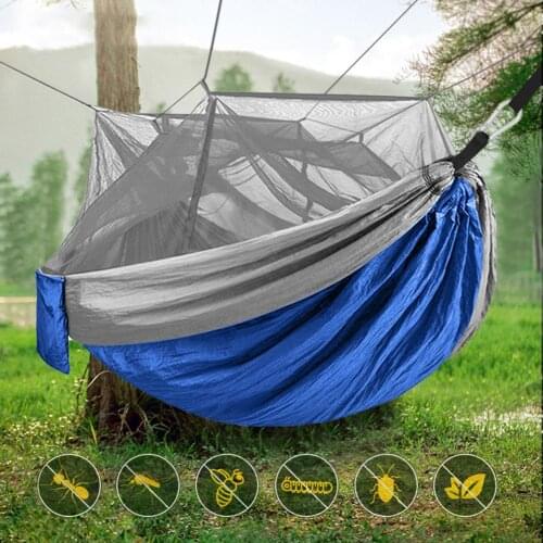 Camping Hammock with Mosquito Net Portable Double/Single Hammocks with Bug Insect Net Tree Straps for Outdoor Backpacking Travel