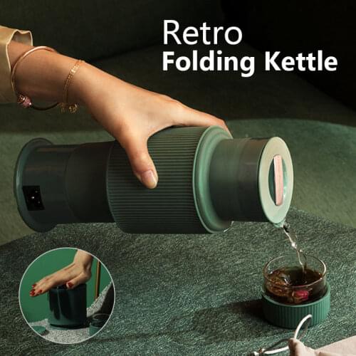 Portable Folding Electric Kettle Thermal Cup 600ML Thermostat Water Bottle Fully Automatic Mini Stainless Steel Folding Bottle