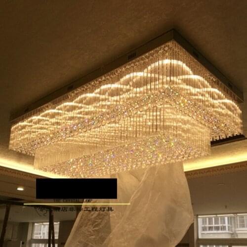 Hotel project lighting custom rectangular lobby ceiling lamp ceramic jewelry showroom sales sand table chandelier led lighting
