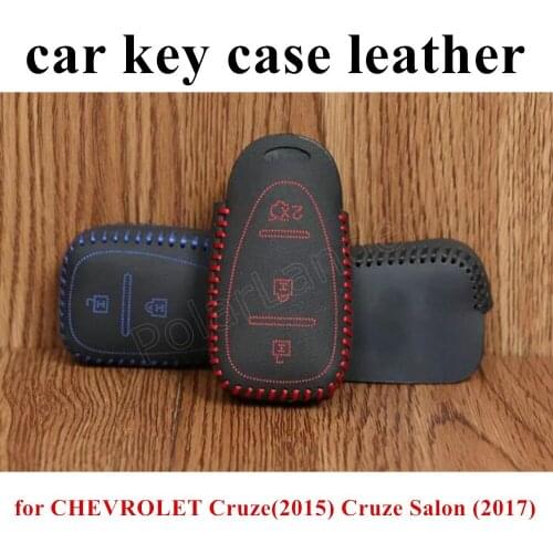 Only Red best quality Car key cover car key case Hand sewing Genuine leather fit for CHEVROLET Cruze(2015) Cruze Salon (2017)