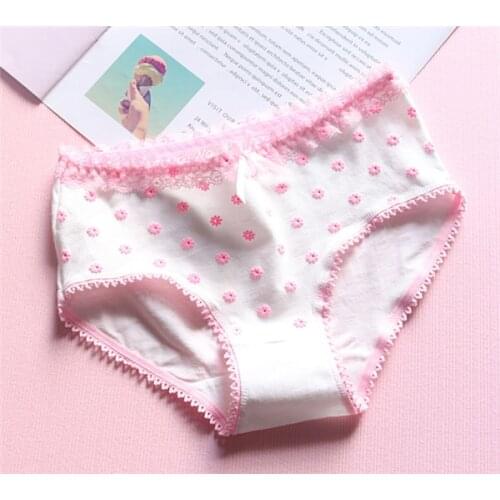 New Arrived 4Pcs/Lot Girl Panties Underwear Lace Briefs Cotton Lingerie Soft Comfortable Bowknot Cartoon Panty Wholesale T977-14