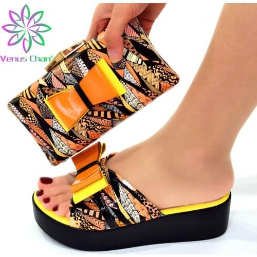 New Coming Matching Shoes and Bag Set In Heels Matching Shoes and Bag Set for African Party Shoes and Bag Set Yellow For Party