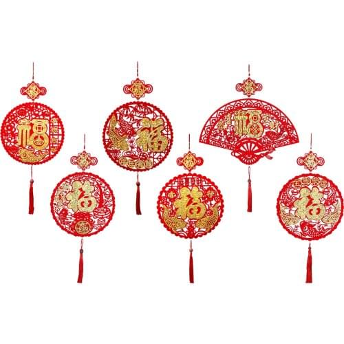 Chinese New Year Decorations 2021 Celebration Chinese New Year Red Fu Hanging Wall Window Door Decorations Ornaments