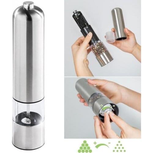 Stainless steel salt and pepper grinding unit Electronically adjustable vibrator Ceramic grinder kitchen tool WJ51215