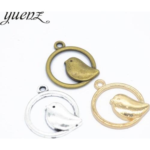 YuenZ 10pcs 4 color Tibetan Silver Plated Pendant Antique bird Charms Jewelry Making DIY Handmade Craft 24*20mm D516