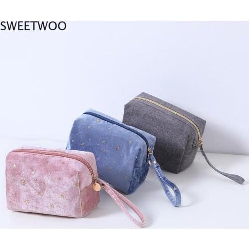 Women Velvet Make Up Bag Travel Toiletry Organizer Large Cosmetic Bag Make Up Zipper Pouch Bag Lippenstift Organizer