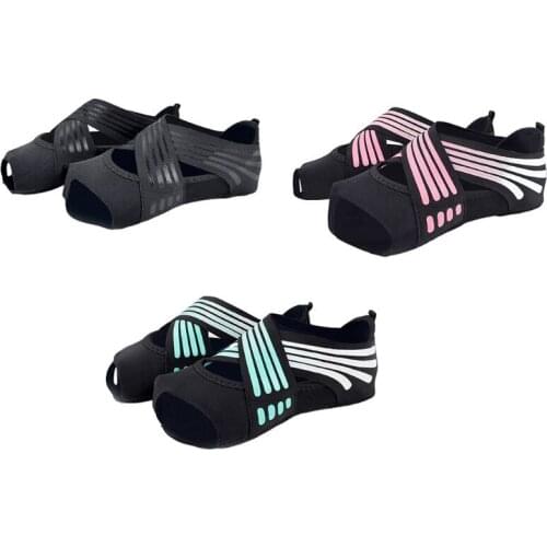 Women Five Toes Yoga Shoes Flat Soft Anti-Slip Silicone Sole Ballet Barre Dancing Fitness Cross Straps Pilates Socks