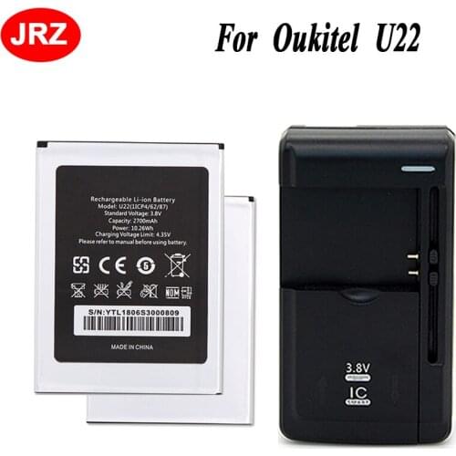 1LOT=2PC Battery+Universal Charger For Oukitel U22 Phone Battery 2700mAh Hight Capacity Replacement Batteries For Oukitel U22
