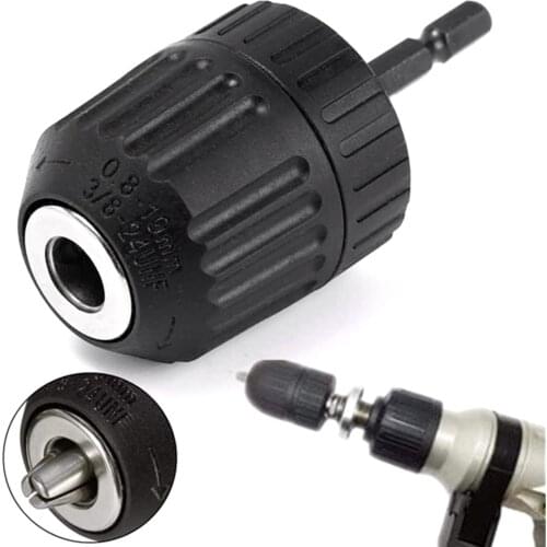 1PC 0.8-10mm 3/8 Inch 24UNF Keyless Drill Chuck Converter Shankless Chuck Hex Chuck Adapter Chuck With 1/4 Inch Hex Shank
