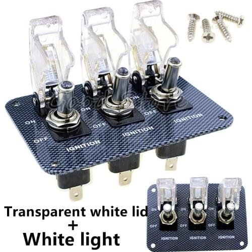 1PCS 3X12V white LED Safety Cover Aircraft Toggle Switch Carbon Fiber Surface Panel TM