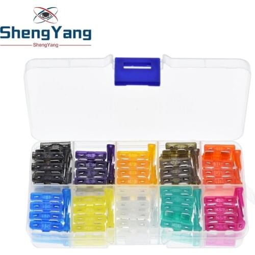100PCS Profile Medium Size Blade Type Car Fuse Assortment 2.5/3/5/7.5/10/15/20/25/30/35A Fuse Set Auto Car Truck with Box Clip