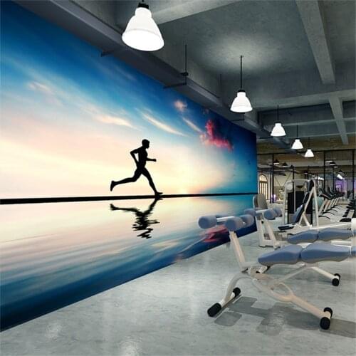 Beibehang papel de parede 3D fashion Running sportsman beauty fitness club gym large mural wallpaper wallpaper yoga