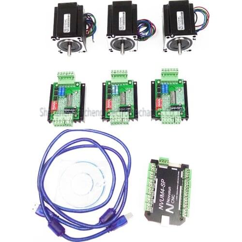 Top grade mach3 CNC USB 4 Axis Kit, 3pcs TB6600 driver+ USB stepper motor controller card 100KHz + 3pcs nema23 270oz-in motor