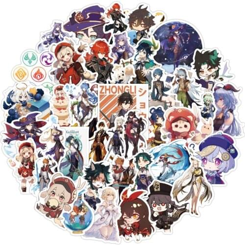 50/100PCS Open World Game Anime Sticker Genshin Impact Stickers for DIY Laptop Phone Guitar Suitcase Skateboard Toy Cute Kids