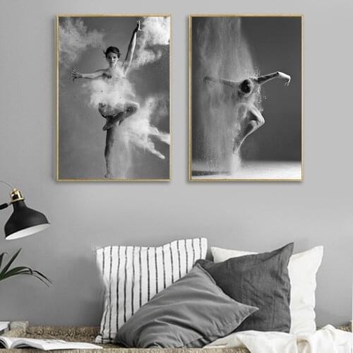 Black and White Poster and Prints Ballet Dance Girl Wall Art Decor Painting On Canvas Picture for Living Room Dance Studio