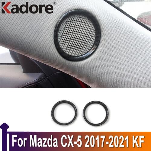 For Mazda CX-5 CX5 2017 2018 2019 2020 Carbon Fiber Window A Pillar Door Audio Speaker Ring Cover Trims Inner Car Accessories