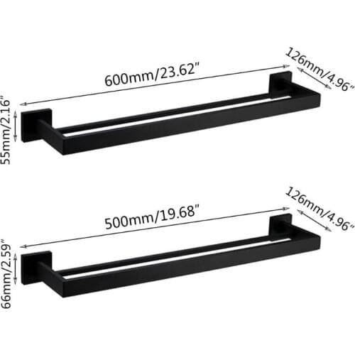 Bathroom Double Towel Bar Wall Mount,SUS 304 Stainless Steel Matte Black