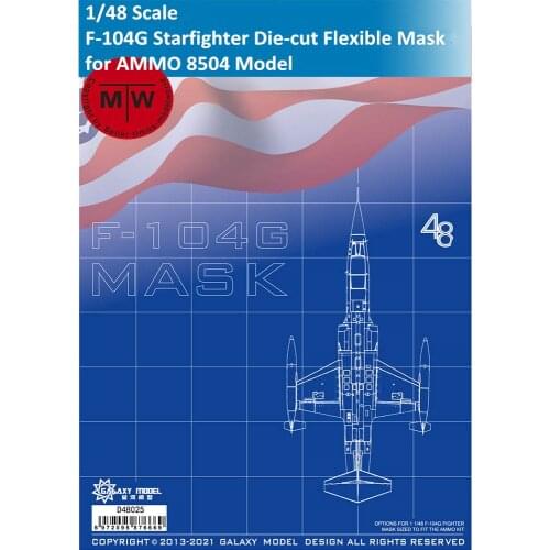 Galaxy D48025 1/48 Scale F-104G Starfighter Die-cut Flexible Mask for AMMO 8504 Aircraft Model Kit