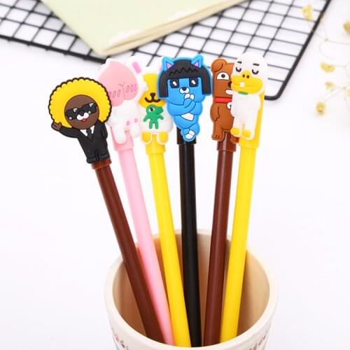 Novelty Cute Cartoon Soft Rubber Gel Ink Pen Signature Pen Escolar School Office Supply Promotional Gift 1Pcs