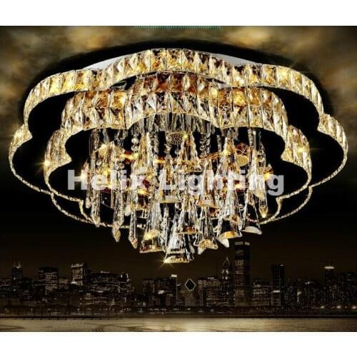 Art Decorative Round Style Design D60cm D80cm LED Crystal Ceiling Lamp Luster Remote Control AC Crystal Lighting Free Shipping