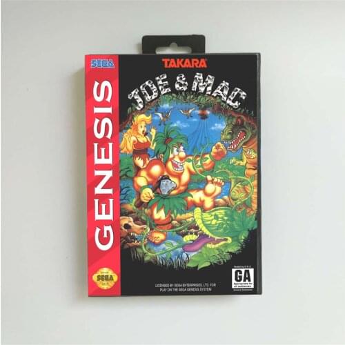 Joe & Maced - USA Cover With Retail Box 16 Bit MD Game Card for Sega Megadrive Genesis Video Game Console