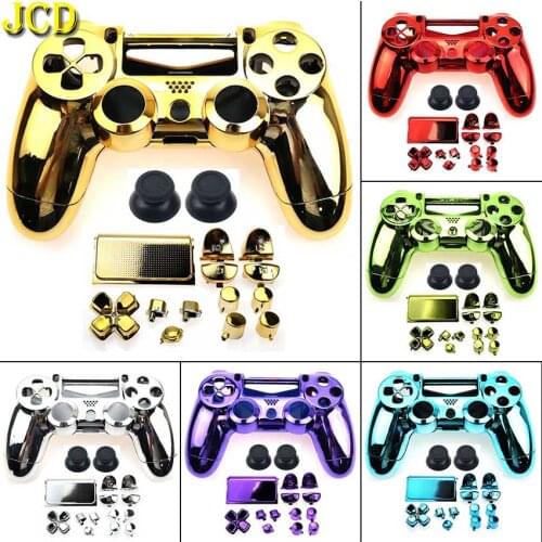JCD For PS4 JDM-001 / 010 / 011 Controller Chrome Plating Housing Shell Cover Case Button Mod Kit Replacement For Playstation 4
