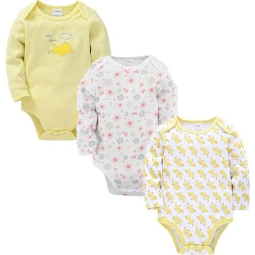 2021 Newborn Baby Girl Clothes 3 pcs Autumn 100% Cotton Body Bebe Bodysuit Long Sleeve Cute Print Jumpsuit