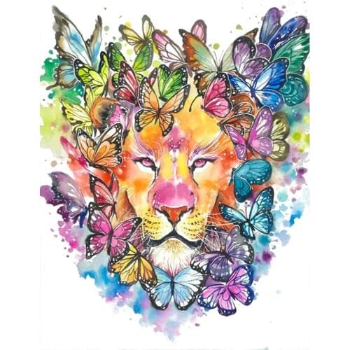 Colorful Lion Butterfly Diamond Painting Cartoon Round Full Drill Animal Nouveaute DIY Mosaic Embroidery 5D Cross Stitch Gifts
