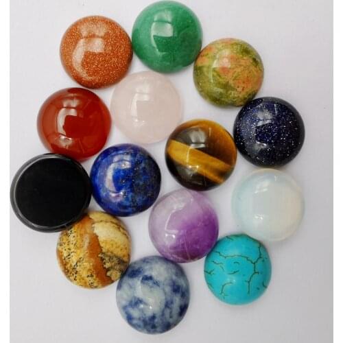 16MM Mixed Stone Round CAB GEM Cabochon Jewelry Bead (10 pcs/lot) H243