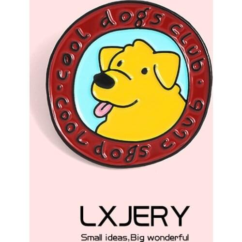 LXJERY Enamel Cool Dogs Club Pin Badge On Backpack Cartoon Lovely Brooch Pins For Clothes Broche For Women Girls Gift