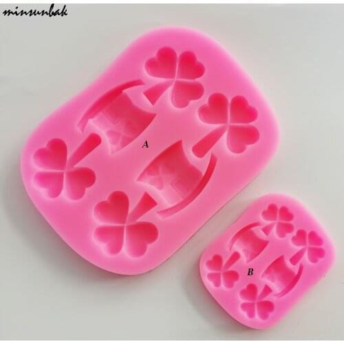 Minsunbak Flower Fondant Cake Mold Lucky Clover Silicone Mold Chocolate Fudge Polymer Clay Soap Mold Cake Decorating Tools