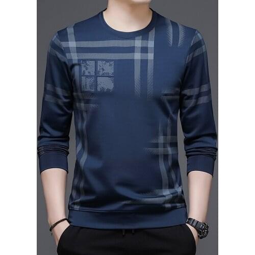 BROWON Mens Clothes 2021 Autumn New Long Sleeve Tshirts Men T Shirt Anti-wrinkle O-Neck Pullovers Polyester T-Shirt Men Tops