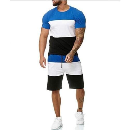Men Tracksuit Shorts Set Mens Casual Jogging Fitness Sportswear Sets Letter Print Short Sleeve T-shirts and Shorts for Male