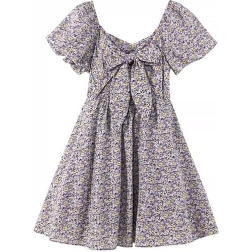 2021 New Arrival Big Girl Floral Printed Cute Sweet Dresses Teens Girl Clothes Young Ladies Dress With Bow