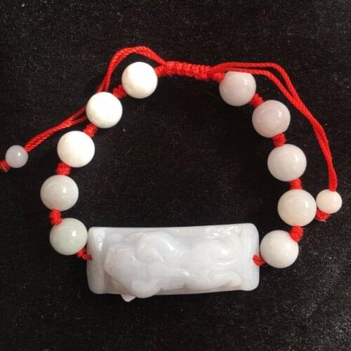 A natural jadeite woven braid bracelet