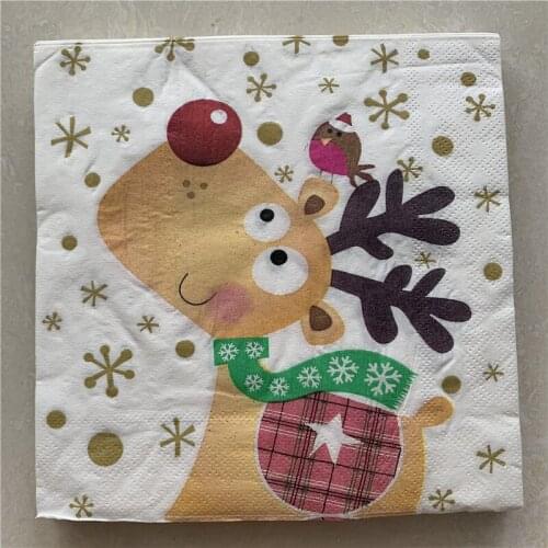 Christmas paper napkin serviettes decoupage decor wedding party festival cocktail flower cartoon animal deer tree snow leaf