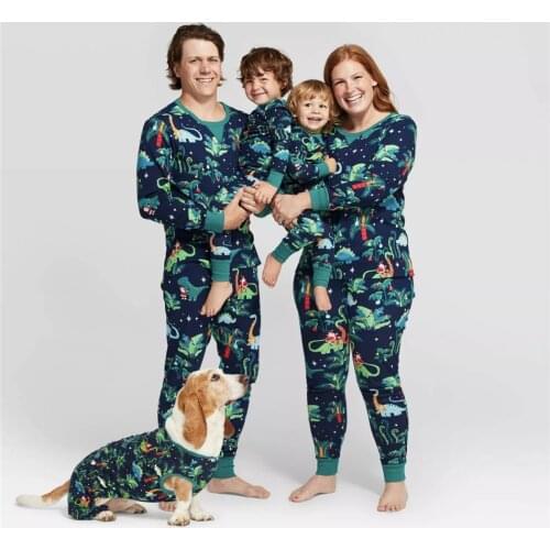 Christmas Family Matching Outfits Dinosaurs Pajamas Set Mommy and Me Xmas Pjs Clothes Father Mother Children Baby Bog Sleepwear