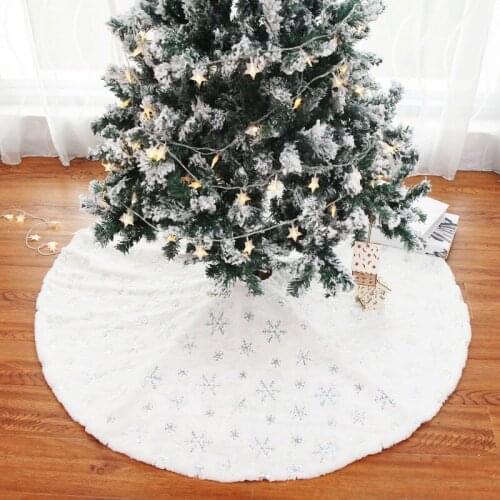 Christmas Decorations for Home 1pc White Christmas Tree Skirt Plush Carpet Christmas Ornaments New Year Christmas Tree Decor