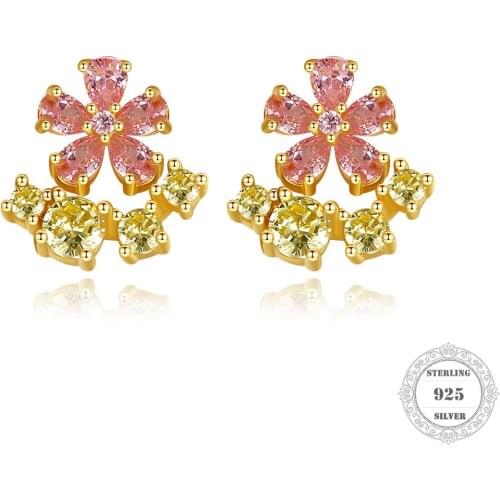 Pink Flower Ornaments Stud Earrings,Thomas Style Fashion Good Jewerly For Women,2020Ts Gift In 925 Sterling Silver