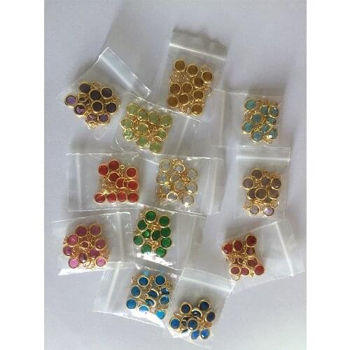 High Quality Gold Mixed Birthstone Charm 7mm for Diy Personalized Necklace and Bracelet Stainless Steel Constellation Stone