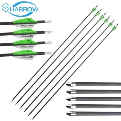 12pcs Spine 600 32inch Pure Carbon Arrow and Quiver 80grain Insert Target Arrowhead for Bow Hunting Shooting Archery Accessories