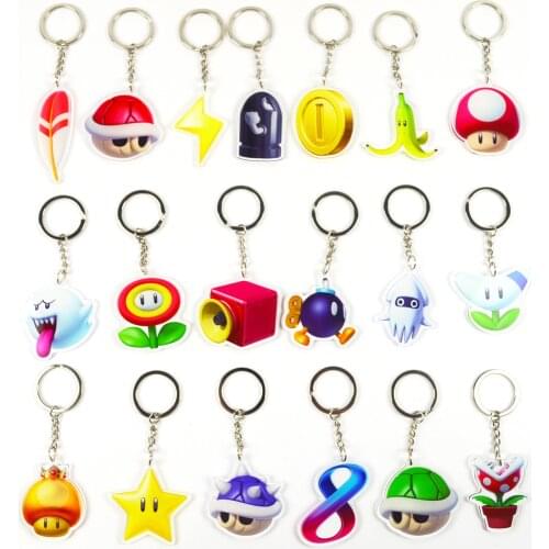 Super Mario Keychain Mario Bros. Racing Props Acrylic Anime Game Character Cartoon Epoxy Keychain Bag Pendant Birthday Gifts