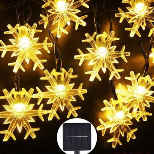 4.8M Solar Powered Xmas Snowflake 20 LED String Lights Romantic Decoration Fairy Light For Christmas Outdoor Party Cocina