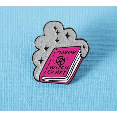 Glisten Modern Witch Craft Hard Enamel Pin Cartoon Fantasy Magic Spell Book Medal Brooch Accessories Kawaii Clouds Badge Jewelry