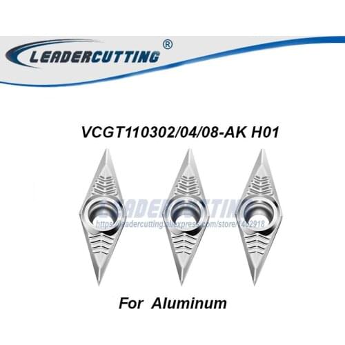 VCGT110304/110302/110308-AK H01 10pcs Turning carbide inserts for SVJCR/SVVCN,Turning blade tips for Aluminium&Copper
