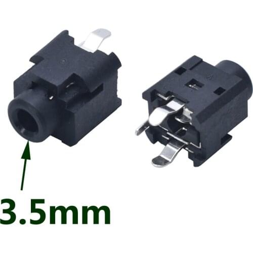 100Pcs PJ-360 Vertical Phone Jack 3.5MM Female 3 Pin Stereo Audio Socket for 3 Poles Earphone Plug through Hole 3PIN DC30V 0.5A