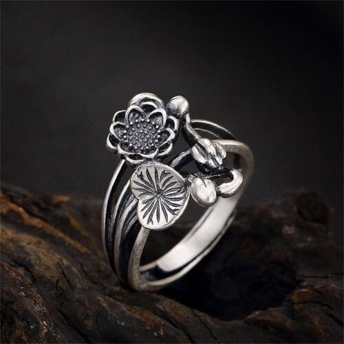 Vintage Luxury Simple Open Flower Rings for Women Men Wild Commemorative Anniversary Gift Ring Jewelry Party Dating Accessories