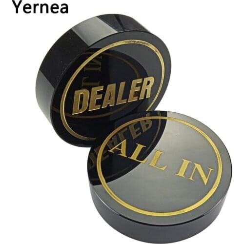 Yernea High-quality Texas Poker Chips Dealer Black Crystal All In Baccarat Dealer Button Gold Word Poker Accessories
